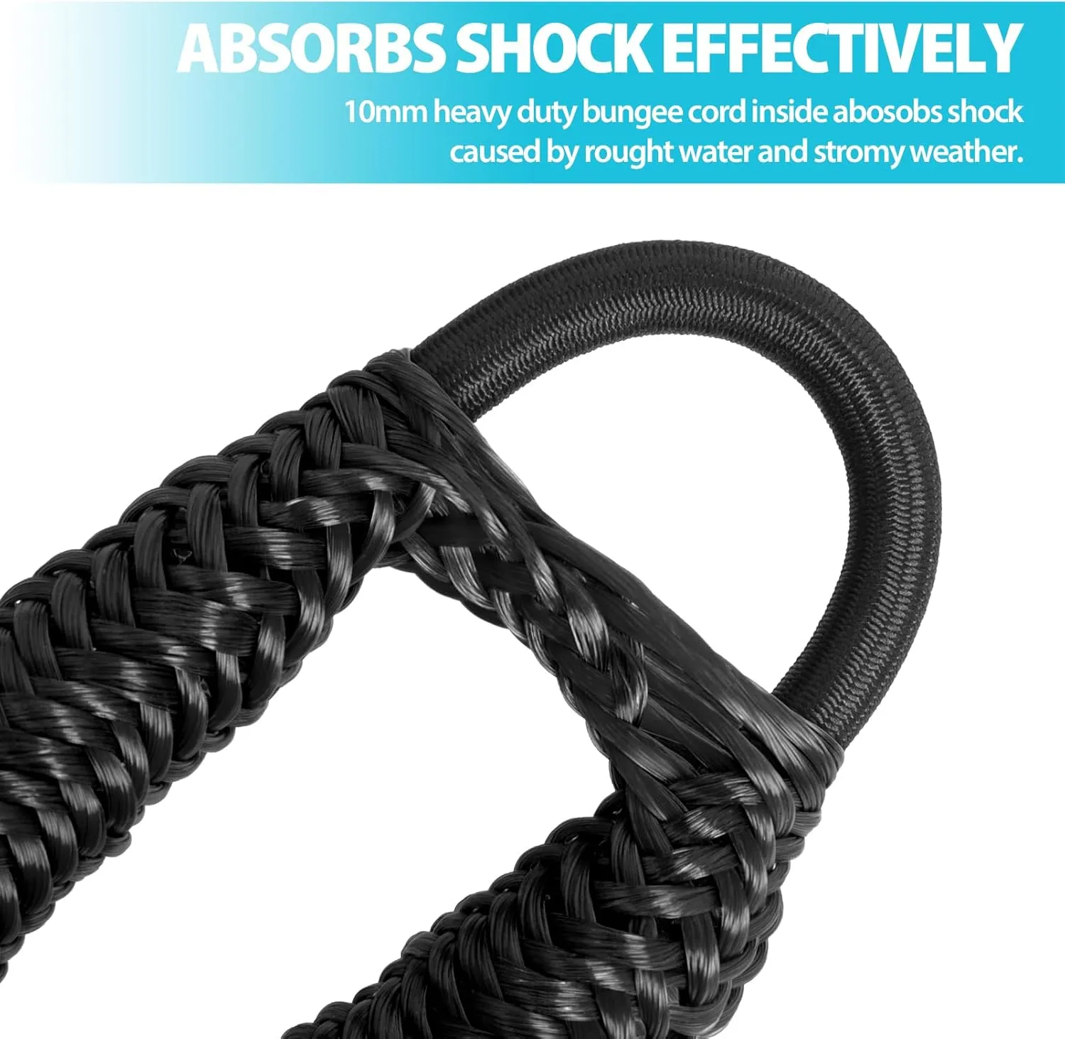 Obcursco Bungee Dock Lines for Boat, Docking Rope with 316 Stainless Steel Clips, Accessories for Jet Ski, PWC, SeaDoo, Yamaha WaveRunner, Marine, Kayak, Pontoon, Sets of Two(4ft & 6ft) (Black)