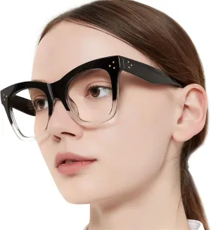 OCCI CHIARI Blue Light Blocking Reading Glasses 1.50 Womens Trendy Computer Oversized Readers 1.0 1.25 1.5 1.75 2.0 2.25 2.5 2.75 3.0 3.5 4.0 5.0 6.0(Black-Clear, 1.5)