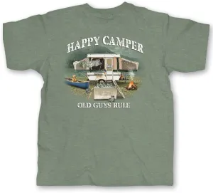 OLD GUYS RULE Men's Graphic T-Shirt, Happy Camper - Father's Day, Birthday Gift - Funny Novelty Tee for Camping, Fishing