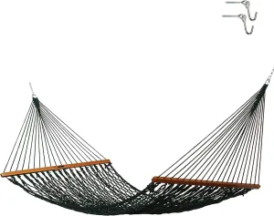 Original Pawleys Island 12DCG Single Green DURACORD Rope Hammock with Free Extension Chains & Tree Hooks, Handcrafted in The USA, Accommodates 1 Person, 450 LB Weight Capacity, 12 ft. x 50 in.