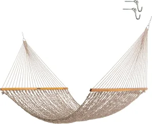 Original Pawleys Island 14DCOTAB Deluxe Antique Brown Oatmeal Heirloom Tweed Duracord Rope Hammock with Extension Chains & Tree Hooks, Handcrafted in The USA, 450 LB Weight Capacity, 13 ft. x 60 in.