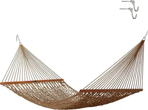 Original Pawleys Island Deluxe Antique Brown DURACORD Rope Hammock with Extension Chains & Tree Hooks, Handcrafted in The USA, Accommodates 2 People, 450 LB Weight Capacity, 13 ft. x 60 in.