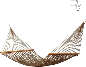 Original Pawleys Island Single Antique Brown DURACORD Rope Hammock with Extension Chains & Tree Hooks, Handcrafted in The USA, Accommodates 1 Person, 450 LB Weight Capacity, 12 ft. x 50 in.