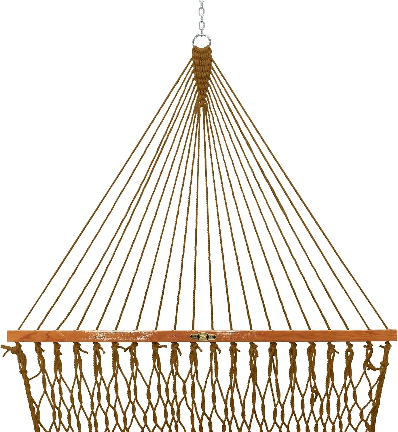 Original Pawleys Island Single Antique Brown DURACORD Rope Hammock with Extension Chains & Tree Hooks, Handcrafted in The USA, Accommodates 1 Person, 450 LB Weight Capacity, 12 ft. x 50 in.