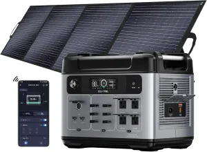 OUKITEL P2001 Plus 2400W Power Station with 200W Solar Panel, 2048Wh Solar Generator with 4 AC Outlets (5000W Peak), 1.5H Full Charging, APP Control Battery Backup for Home, Camping & RVs