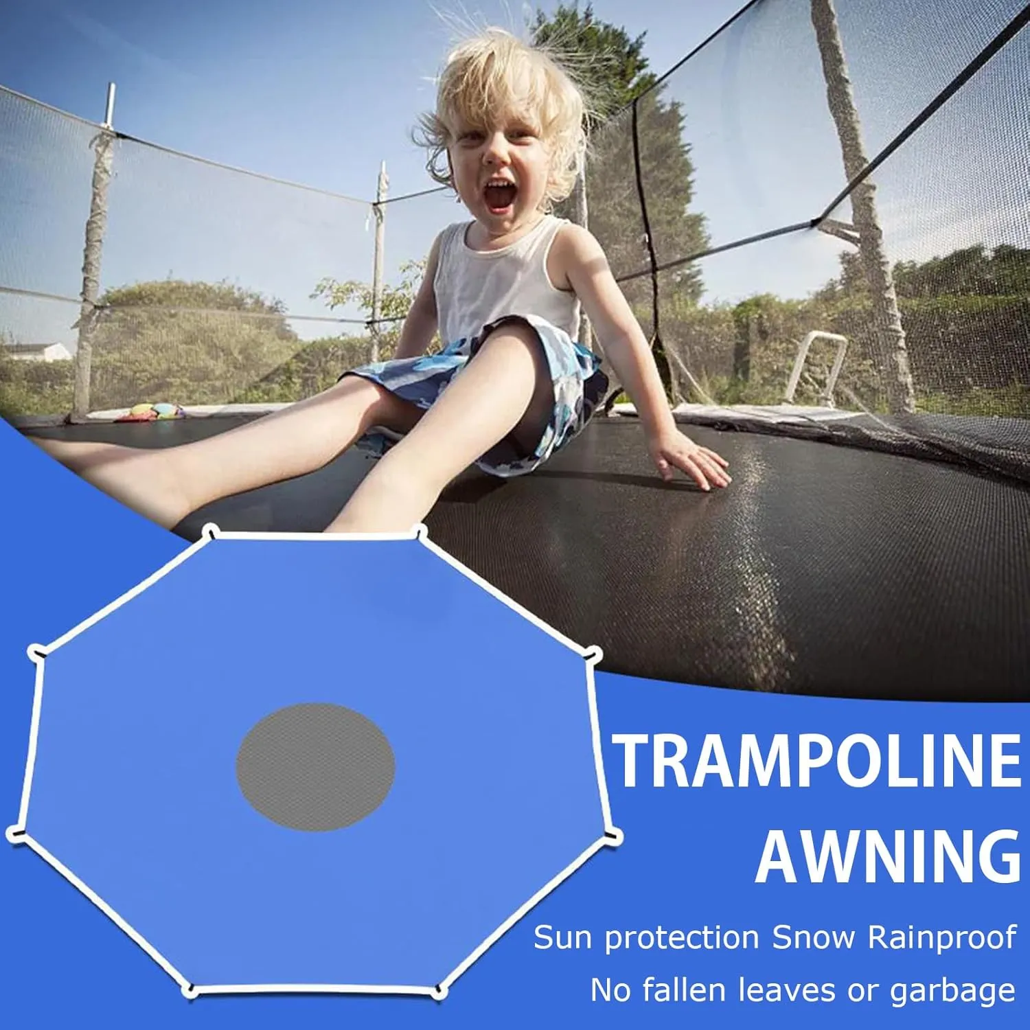 Outdoor Trampoline Sunshade Cover, Easy to Install Trampolines Canopy Accessories Sun-Protection Anti-UV for Backyard Playground