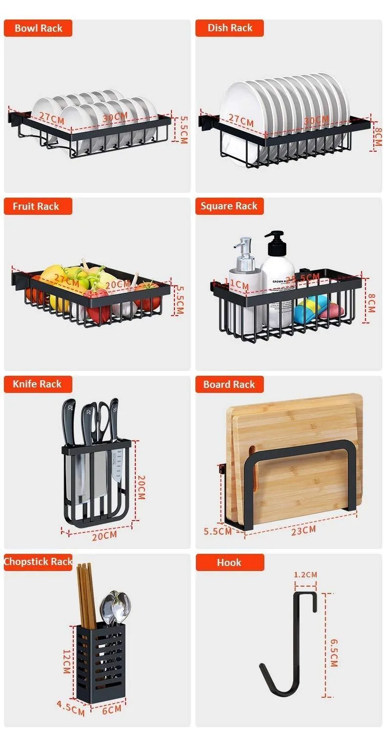 Over Sink Dish Drying Rack - Kitchen Organizer and Dish Drainer with 7 Interchangeable Racks and Caddies - Plus Bonus Wine Glass Rack That Mounts to Cabinetry