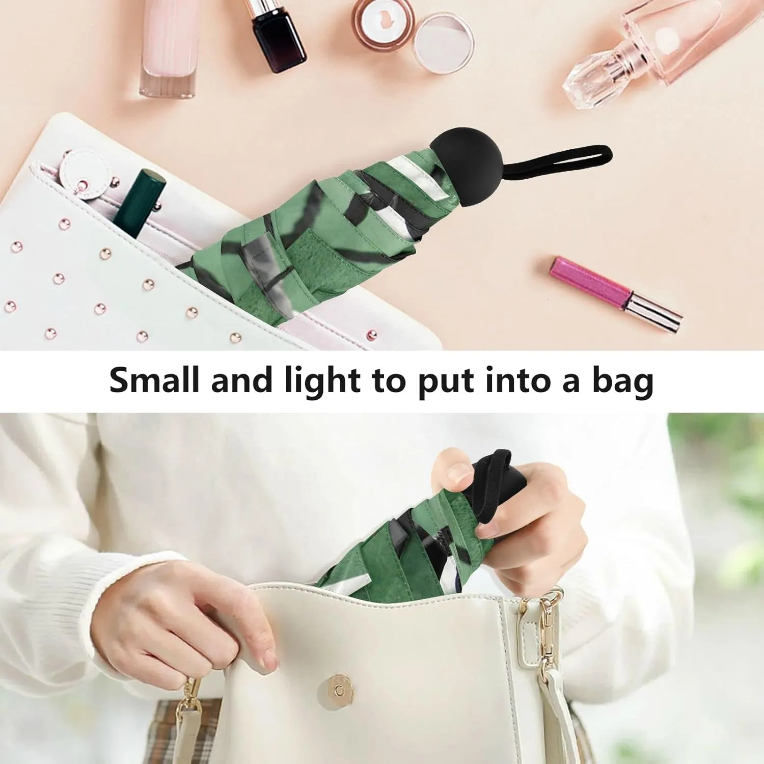 Oyihfvs 5 Folding Ultra-Light Umbrella, Small Mini Anti-UV Compact Travel Umbrella, 6 Ribs Pocket Windproof Foldable Vinyl Parasol