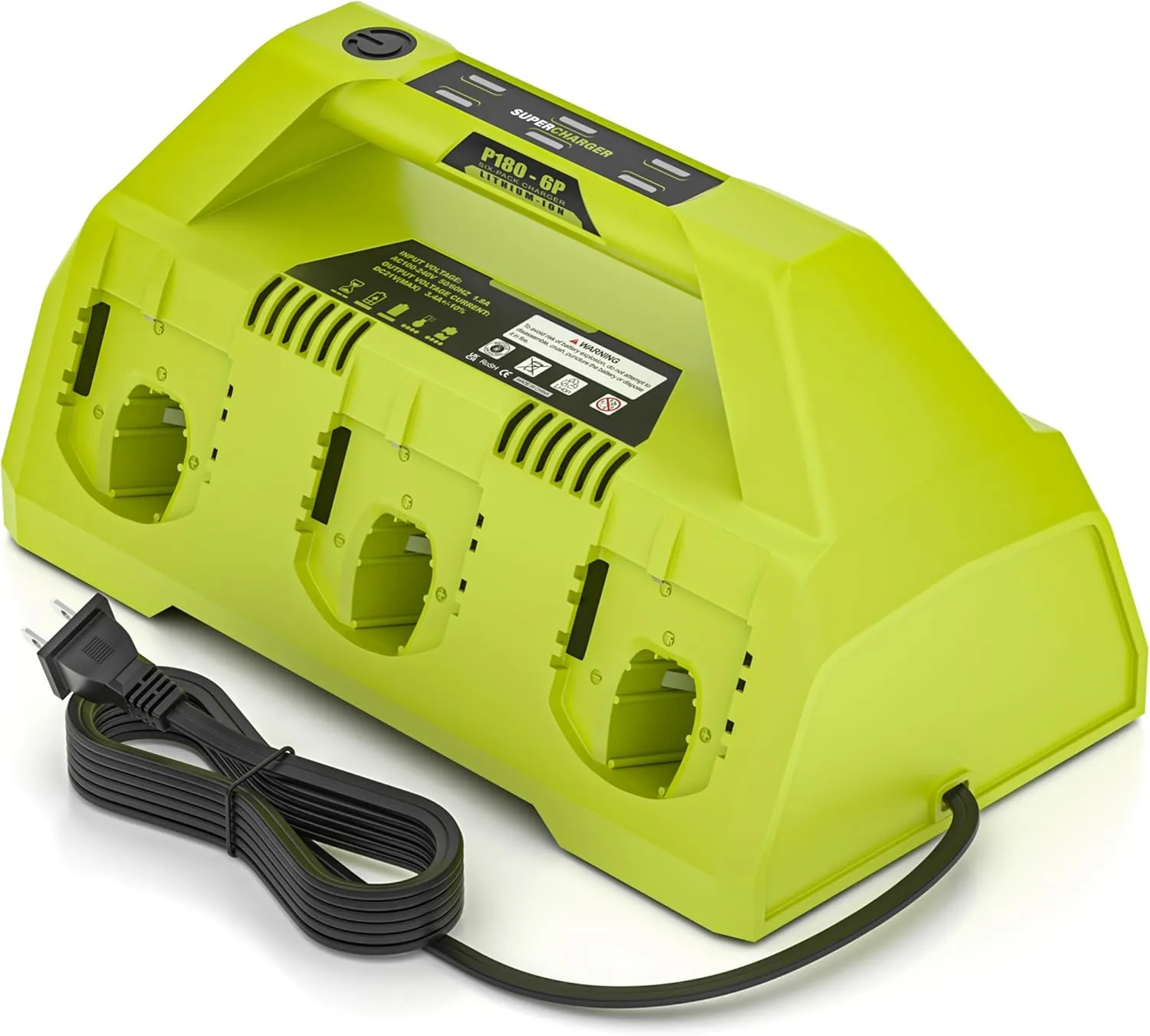 P180-6 Ports Rapid Charger Replacement for Ryobi 18V ONE  Supercharger P135 18V Six-Pack Lithium-Ion Charger,Compatible with All Ryobi ONE  18 Volt Battery Without USB Port P135
