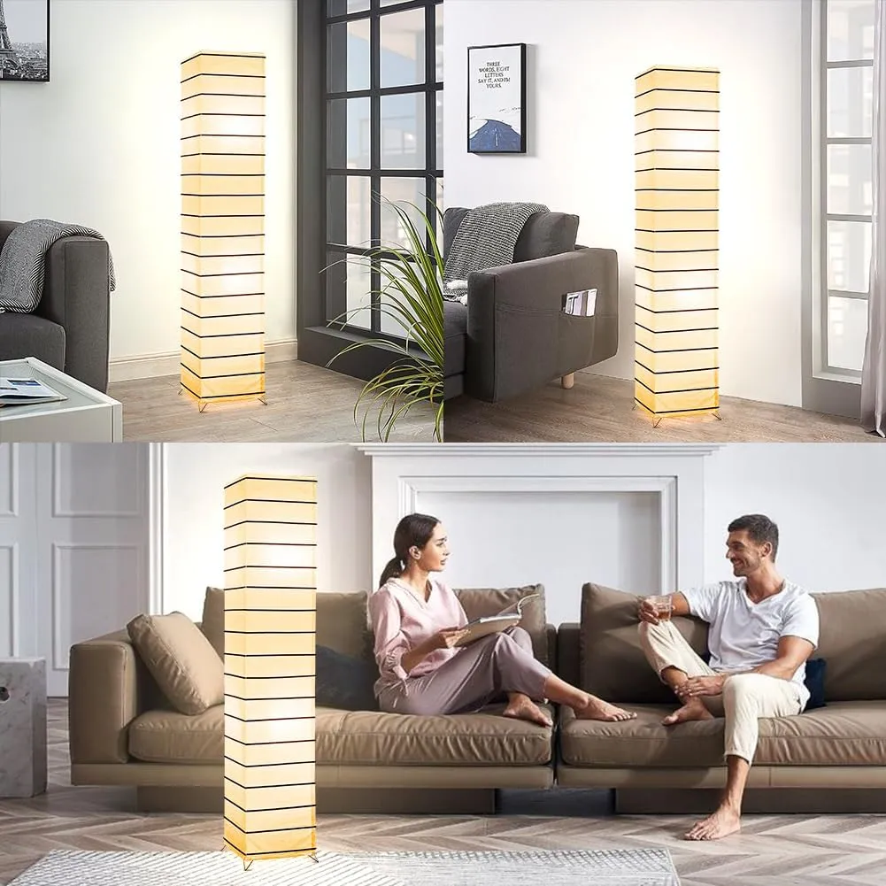 Paper Floor Lamp Floor Lamps for Living Room Paper and Chrome Standing Lamp Room Decoration Festival Lantern Light Nightstand Lamp Bedroom Dresser Living Kids Room College Dorm Coffee