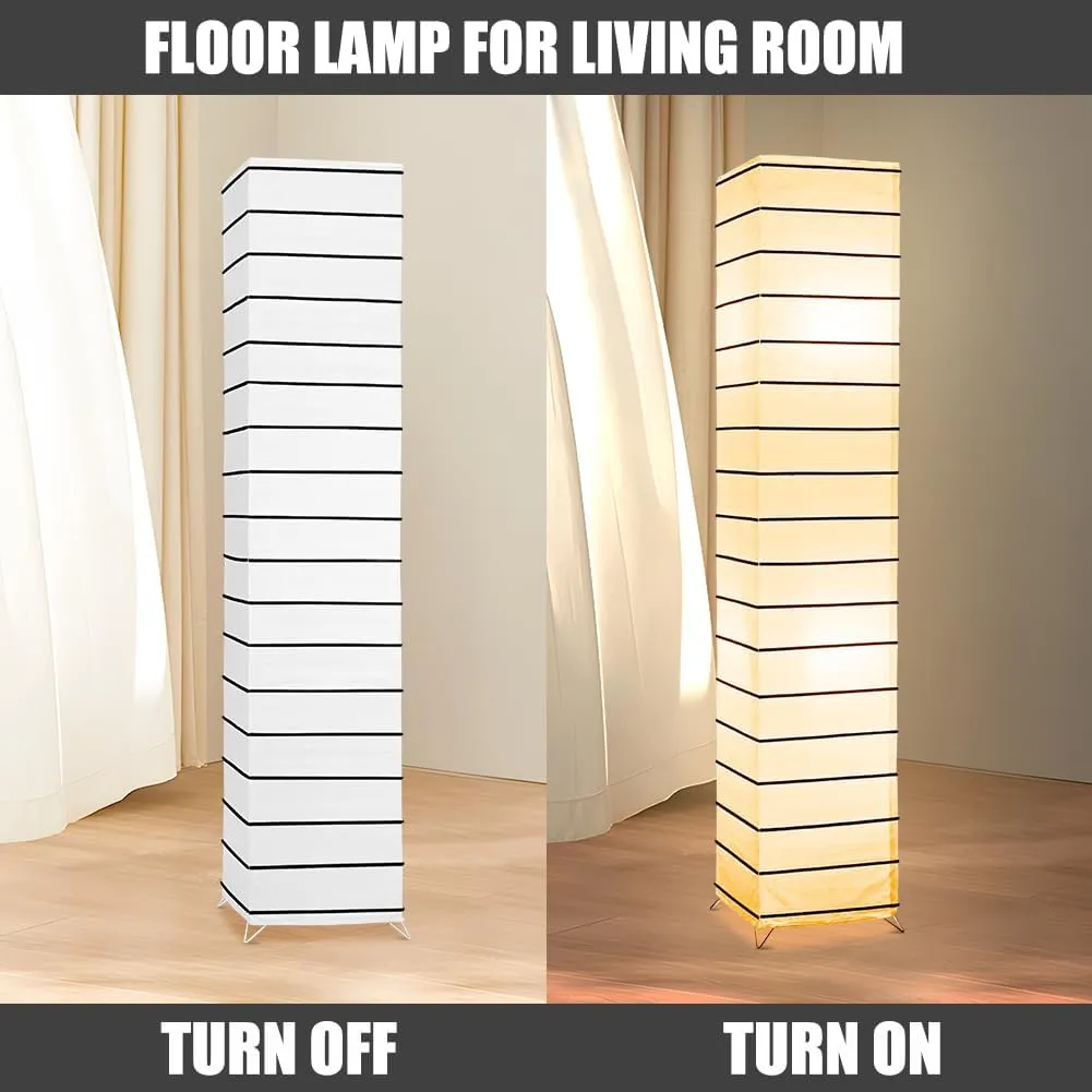 Paper Floor Lamp Floor Lamps for Living Room Paper and Chrome Standing Lamp Room Decoration Festival Lantern Light Nightstand Lamp Bedroom Dresser Living Kids Room College Dorm Coffee