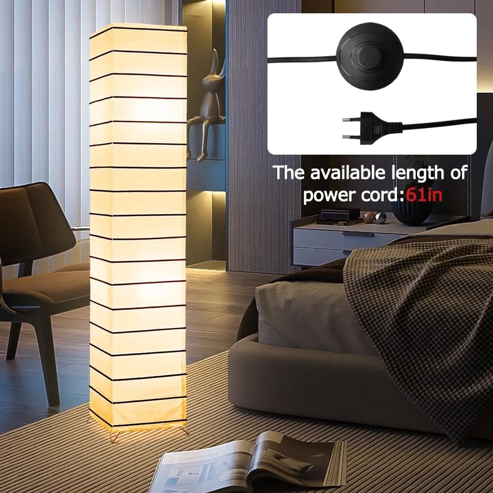 Paper Floor Lamp Floor Lamps for Living Room Paper and Chrome Standing Lamp Room Decoration Festival Lantern Light Nightstand Lamp Bedroom Dresser Living Kids Room College Dorm Coffee