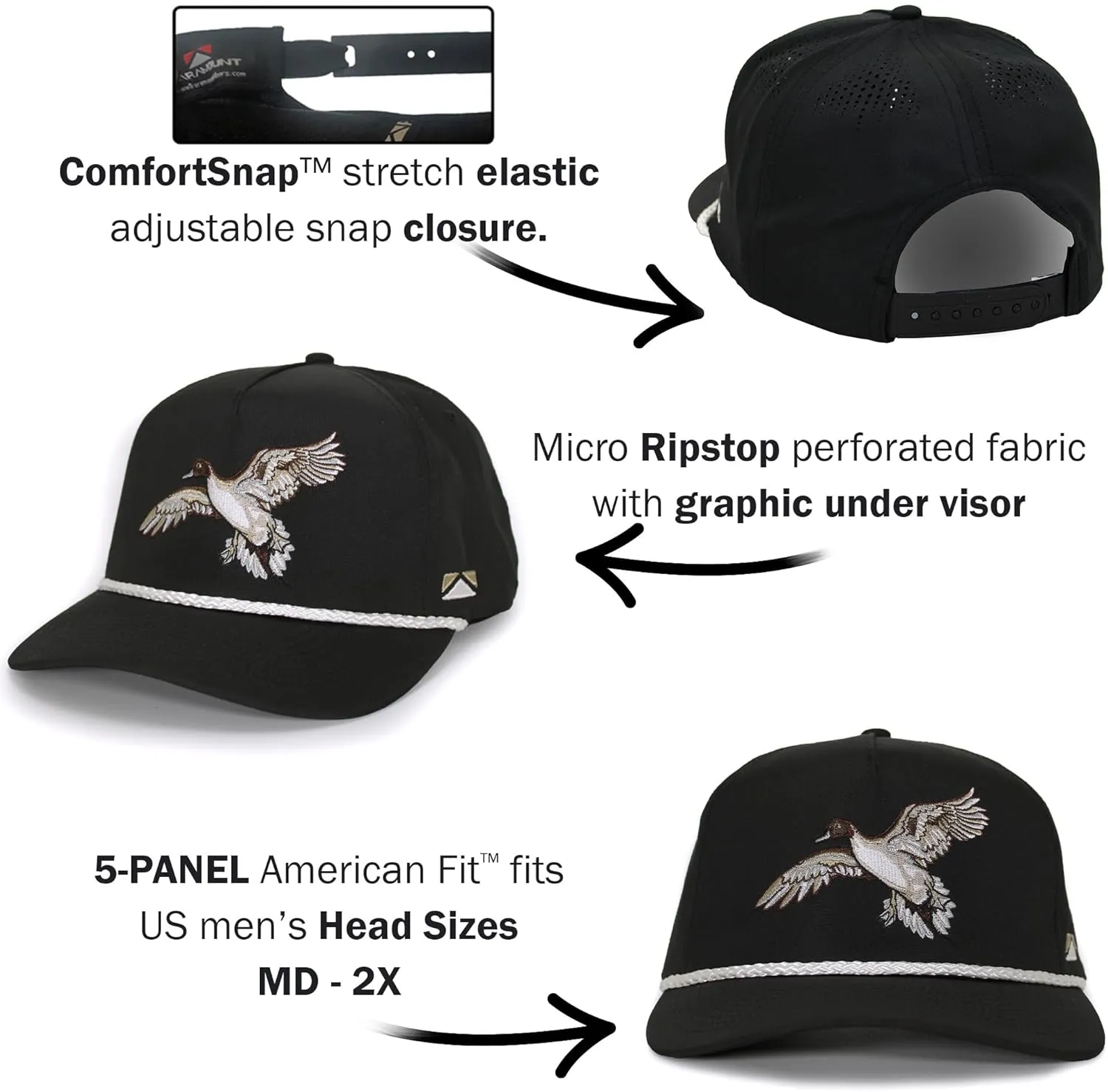 Paramount Outdoors Retriever Hunting Dog Hats for Men Performance Fabrics Stretch Elastic Snapback