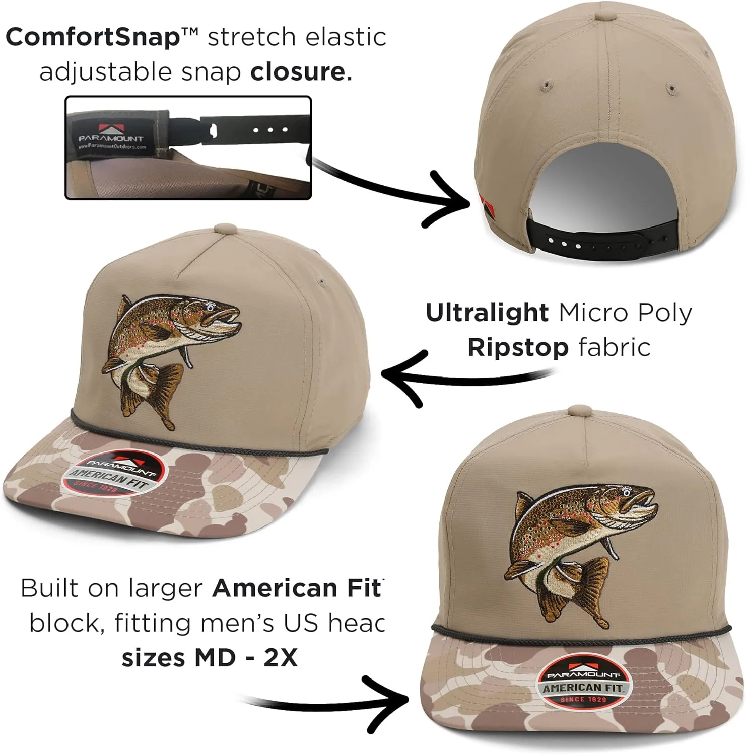 Paramount Outdoors Retriever Hunting Dog Hats for Men Performance Fabrics Stretch Elastic Snapback