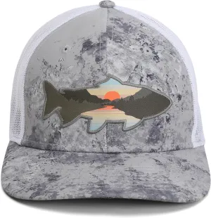 Paramount Outdoors Sunset Trout Fishing Hat Mountain Fish Silhouette Performance Outdoor Hat with Comfort Snapback
