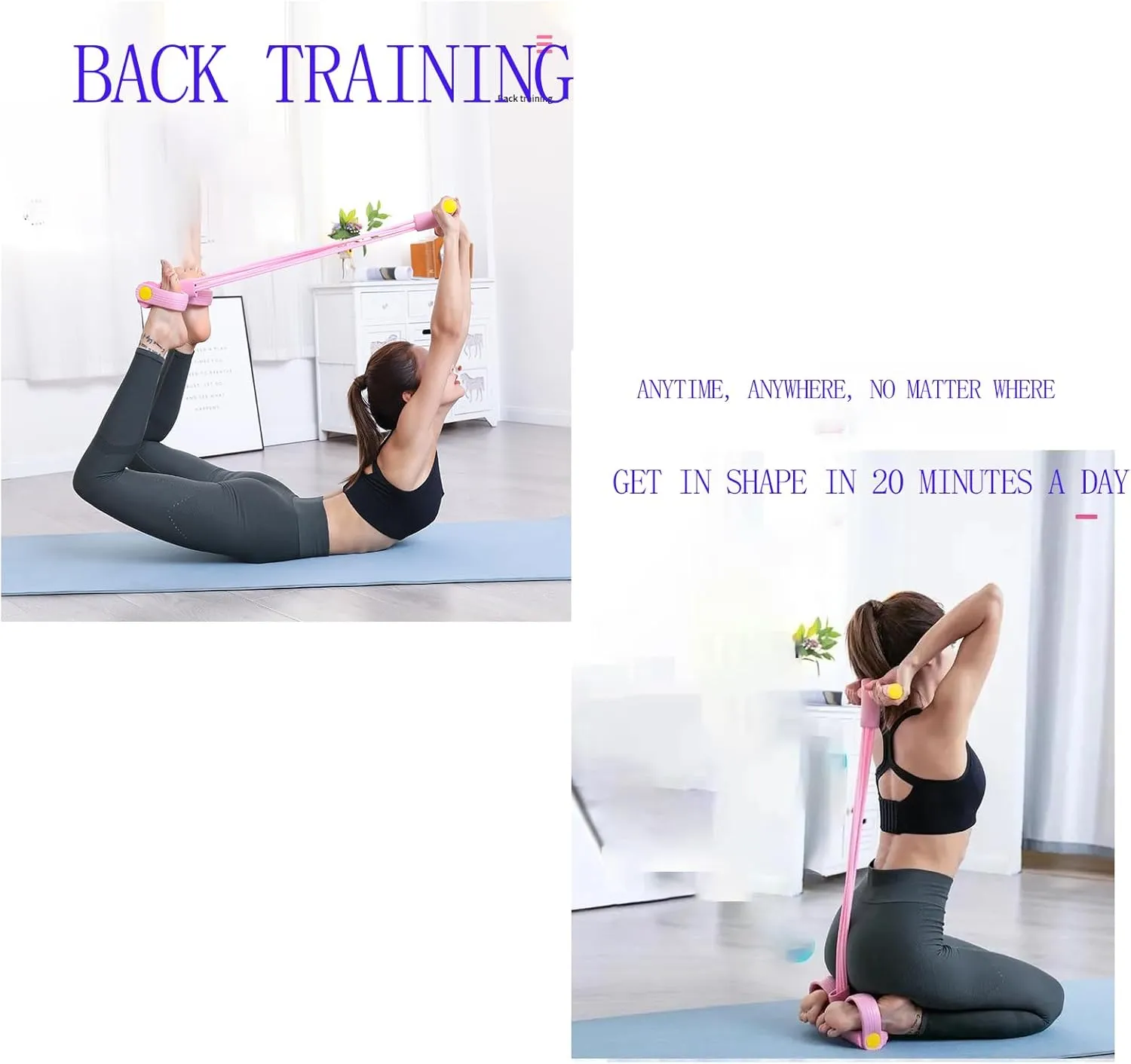 Pedal Resistance Bands with Handles -4 Tube Pedal Ankle Puller 2025 Upgraded Stretch Bands for Exercise Sit-ups Workout Equipment, Auxiliary Device Fitness Equipment for Women Men.