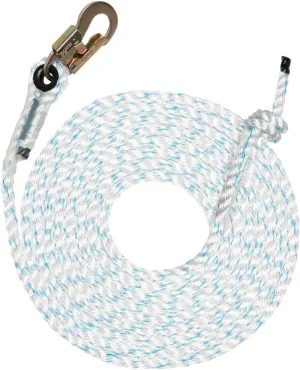 Pelican Rope 5/8" x 25' Polyester Composite Vertical Lifeline Rope with Steel Snaphook