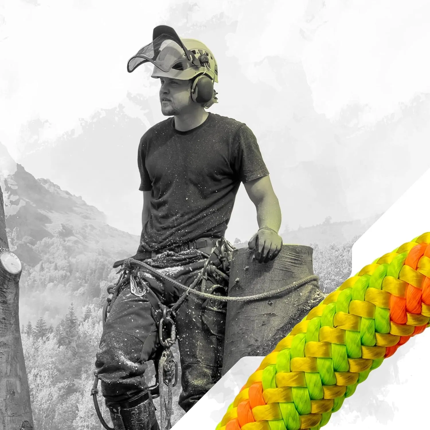 Pelican Rope Arborist Rope 11.8mm x 150Ft High-Strength 24-Strands Static Climbing Rope | 5,400 lb Strength for Tree Climbing, Pulling, Outdoors & Swing | Made in USA - Viper, Tight Spliced Eye