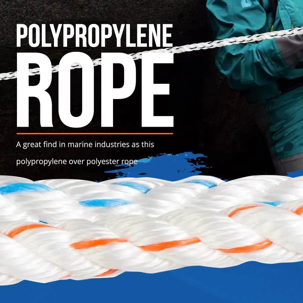Pelican Rope Poly Dacron Rope (5/8 inch) – Twisted 3 Strand Composite Line with Polypropylene Core - Marine, Arborist, Commercial (Blue Tracer - 600 feet)