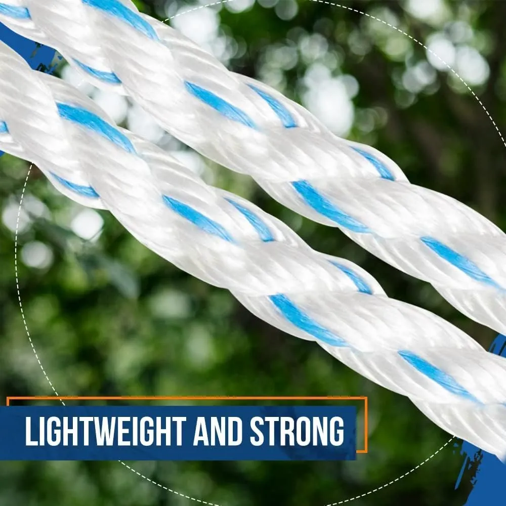 Pelican Rope Poly Dacron Rope (5/8 inch) – Twisted 3 Strand Composite Line with Polypropylene Core - Marine, Arborist, Commercial (Blue Tracer - 600 feet)