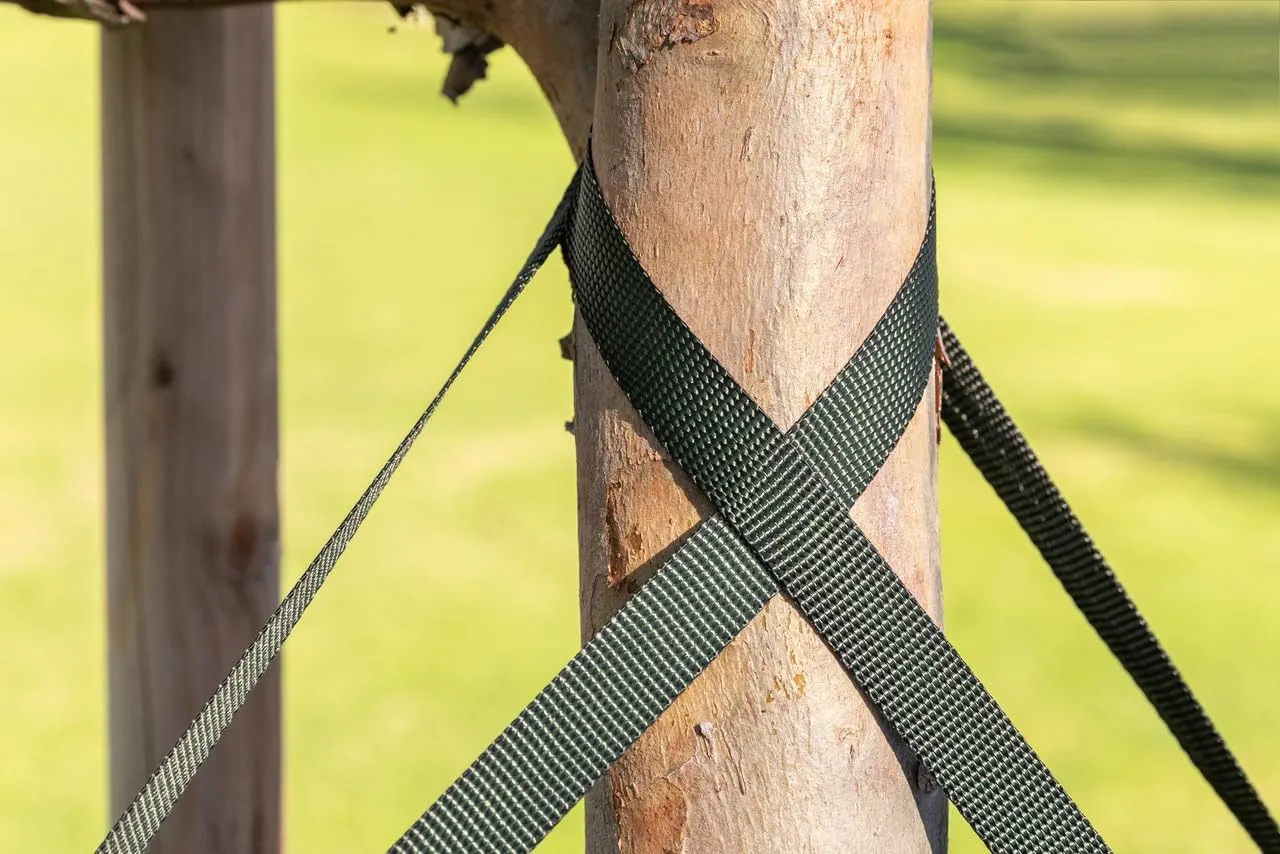 Pelican Rope Tree Guy Tree Tie Staking Anchor and Strap Kit 3 Pack, 12 ft Guy Line with Tree Staking System, Cam Lock