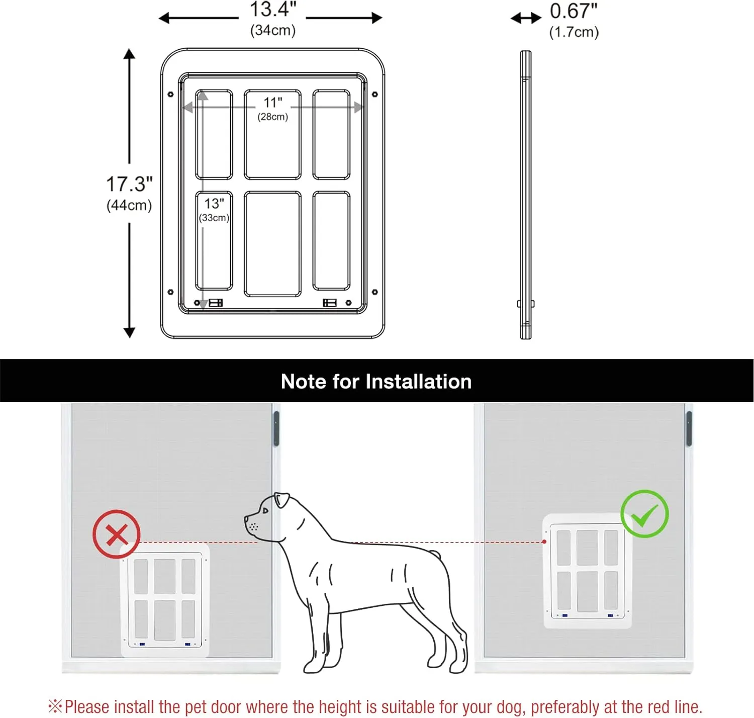 PETLESO Dog Door for Sliding Door, Lockable Dog Screen Door with Magnetic Closure Easy Install Pet Door for Dogs Cats, 11"x13" White