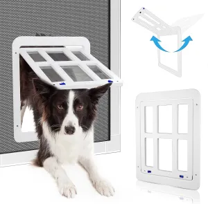 PETLESO Dog Door for Sliding Door, Lockable Dog Screen Door with Magnetic Closure Easy Install Pet Door for Dogs Cats, 11"x13" White