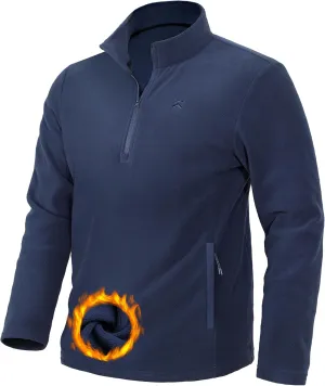 Pioneer Camp Mens Quarter Zip Pullover Fleece Sweater with Zipper Pocket Long Sleeve Sweatshirt Lightweight Thermal Jacket