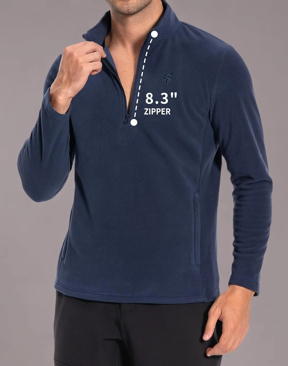 Pioneer Camp Mens Quarter Zip Pullover Fleece Sweater with Zipper Pocket Long Sleeve Sweatshirt Lightweight Thermal Jacket