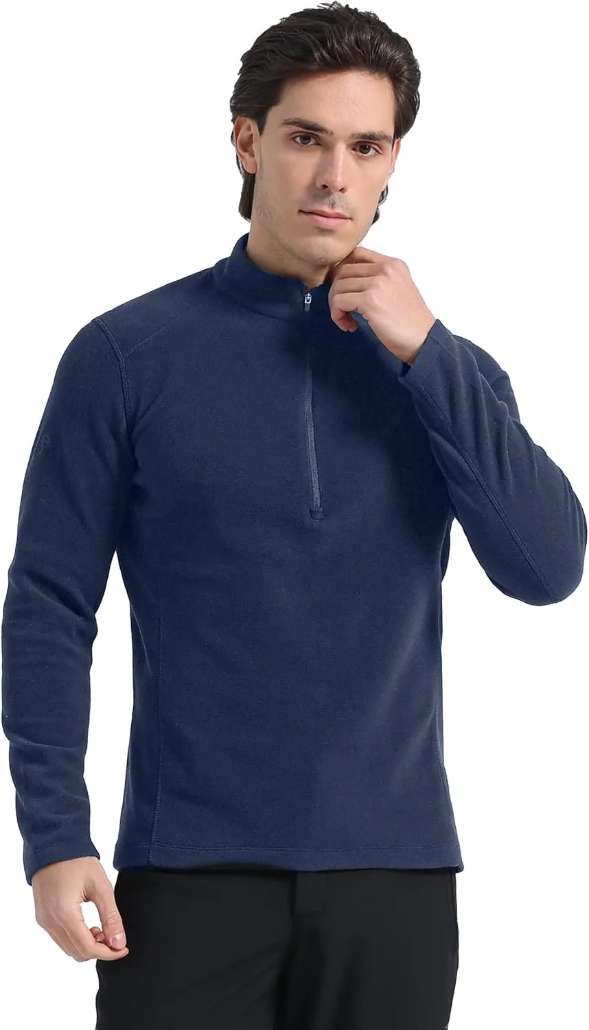 Pioneer Camp Mens Quarter Zip Pullover Fleece Sweater with Zipper Pocket Long Sleeve Sweatshirt Lightweight Thermal Jacket