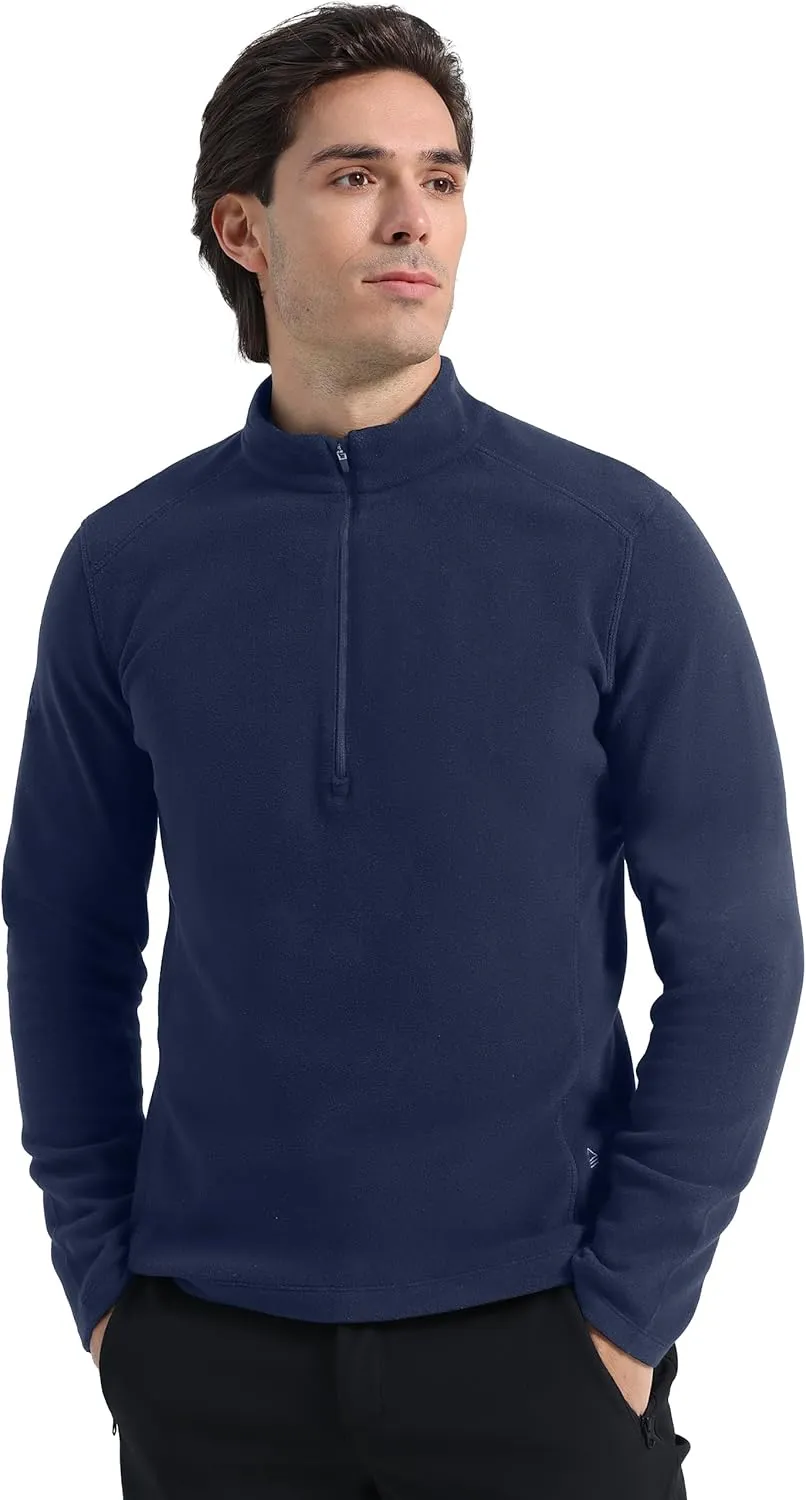 Pioneer Camp Mens Quarter Zip Pullover Fleece Sweater with Zipper Pocket Long Sleeve Sweatshirt Lightweight Thermal Jacket