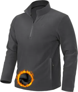 Pioneer Camp Quarter Zip Pullover Men Fleece Pullover Men with Zipper Pocket Long Sleeve Sweatshirt Lightweight Jacket Sweater