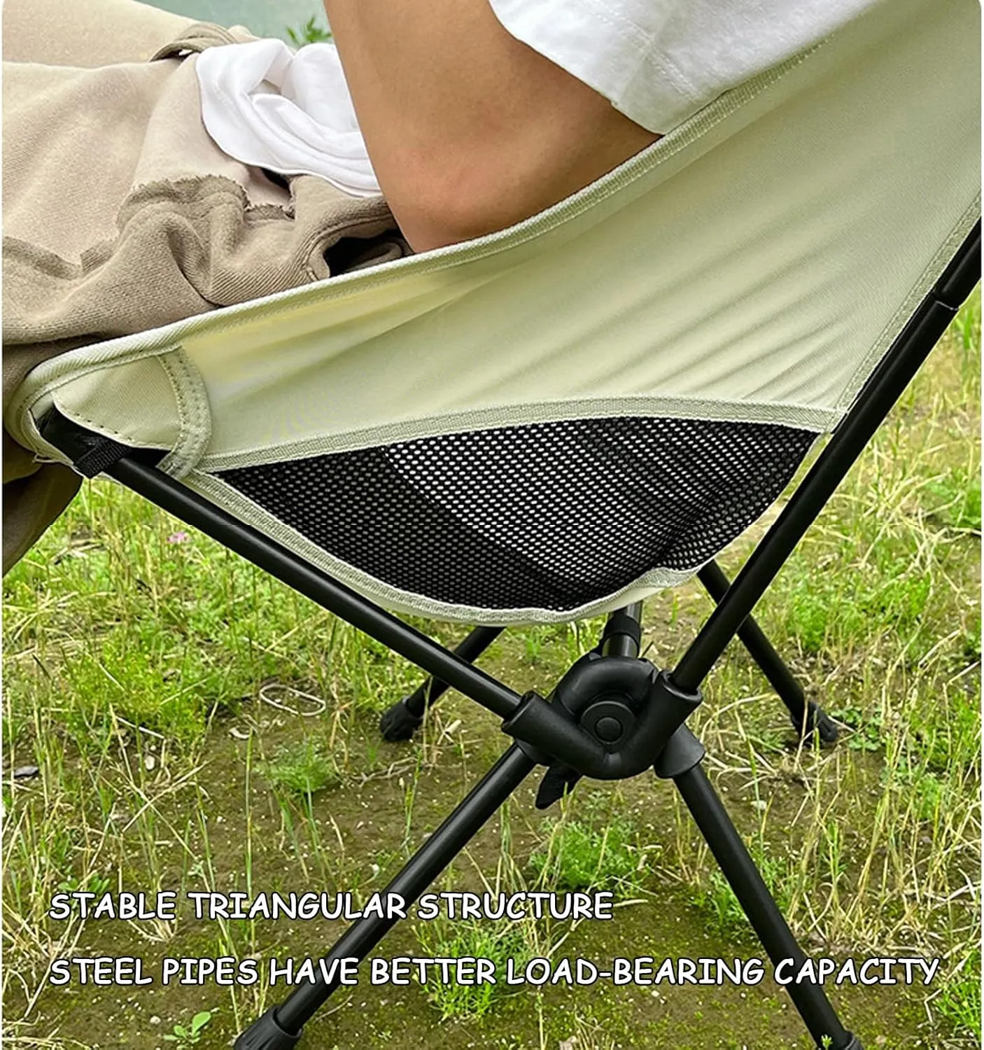 Portable High Back Camping Chair, Aluminum Frame Folding Camp Chair for Adults, Lightweight Compact with Carry Bag, Folding Backpacking Chair for Travel, Hiking, Beach, Fishing,Black
