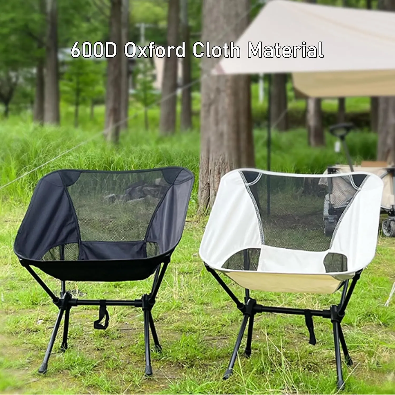 Portable High Back Camping Chair, Aluminum Frame Folding Camp Chair for Adults, Lightweight Compact with Carry Bag, Folding Backpacking Chair for Travel, Hiking, Beach, Fishing,Black