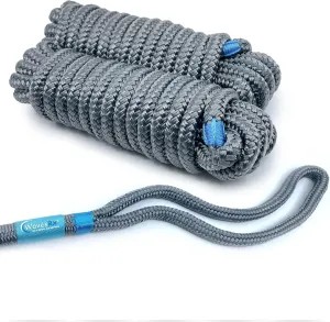 Premium Nylon Boat Dock Lines & Ropes for Docking & Pontoon | Double Braided Marine Rope | Boat Ropes for Docking with Loop | UV & Saltwater Resistant Dock Ropes for Boats & Mooring Line