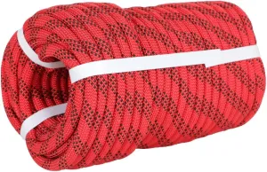 Premium Polyester Braid Rope, 3/8IN 100FT, 3520 lb High Strength Arborist Bull Rope, Multi Purpose Strong Pulling Rope, for Gardening, Camping and Swing (Red and Black)