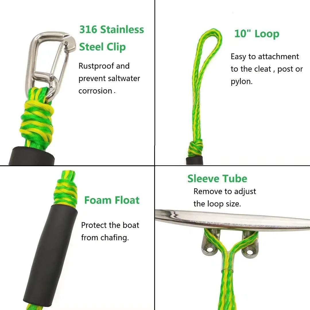 Premium PWC Bungee Dock Lines, Heavy Duty Braided Line, Marine Rope, Good for Jet ski,watercraft Boat, Kayaking, Marine Sets, 2pack (4ft & 6ft)