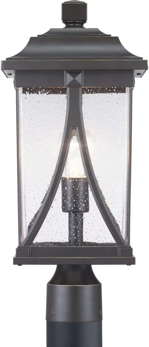 Progress Lighting Abbott Collection 1-Light Clear Seeded Glass Craftsman Outdoor Post Lantern Light Antique Bronze 18.50x8.25x8.25