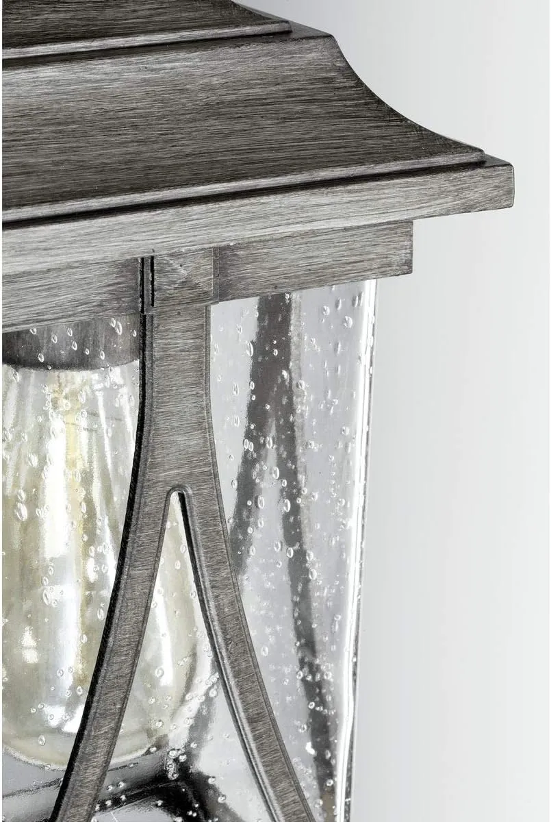 Progress Lighting Abbott Collection 1-Light Clear Seeded Glass Craftsman Outdoor Post Lantern Light Antique Pewter