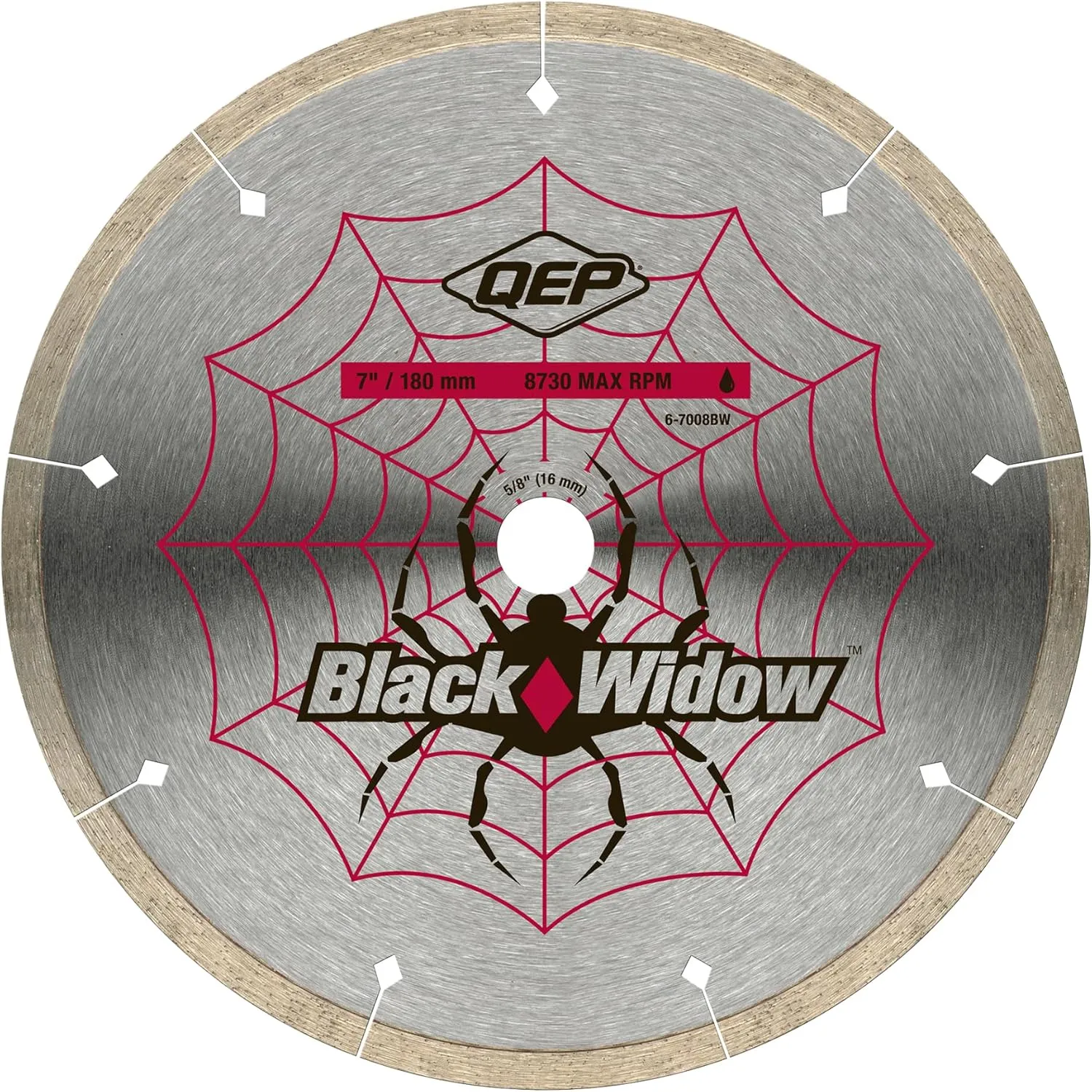 QEP 7" Black Widow Premium-Grade, Thin Rim Diamond Blade for Wet Cutting of Porcelain, Ceramic, Granite and Marble Tile