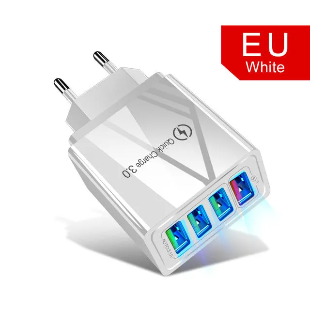 Quick Charger 3.0 USB Charger for Samsung A50 A51 iPhone 7 8 Xiaomi mi9 Tablet QC 3.0 Fast Wall Charger US EU UK Plug Adapter
