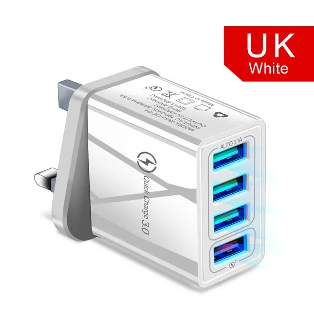 Quick Charger 3.0 USB Charger for Samsung A50 A51 iPhone 7 8 Xiaomi mi9 Tablet QC 3.0 Fast Wall Charger US EU UK Plug Adapter