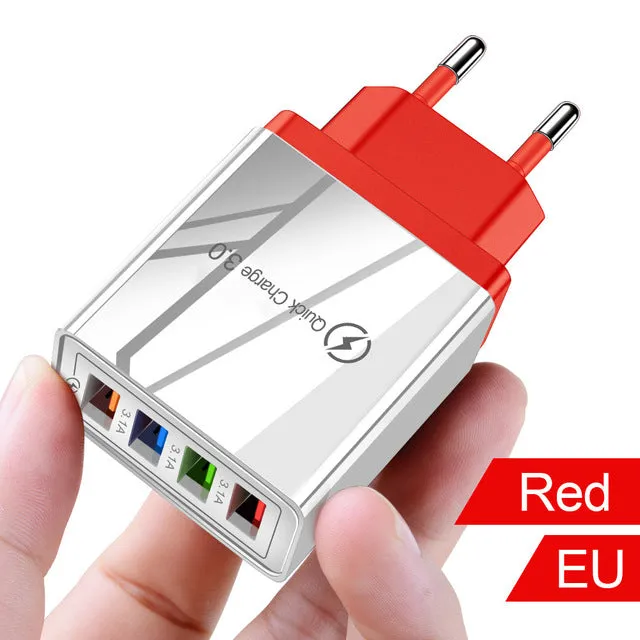 Quick Charger 3.0 USB Charger for Samsung A50 A51 iPhone 7 8 Xiaomi mi9 Tablet QC 3.0 Fast Wall Charger US EU UK Plug Adapter