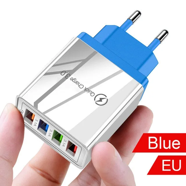 Quick Charger 3.0 USB Charger for Samsung A50 A51 iPhone 7 8 Xiaomi mi9 Tablet QC 3.0 Fast Wall Charger US EU UK Plug Adapter