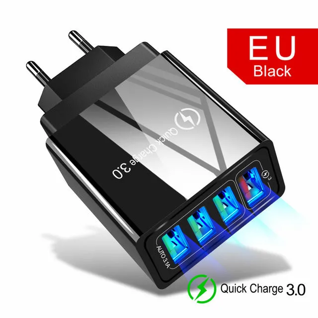Quick Charger 3.0 USB Charger for Samsung A50 A51 iPhone 7 8 Xiaomi mi9 Tablet QC 3.0 Fast Wall Charger US EU UK Plug Adapter