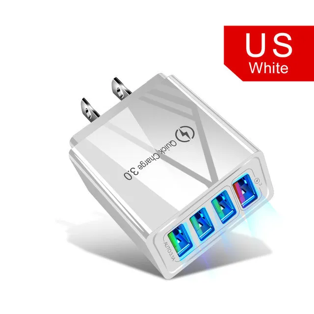 Quick Charger 3.0 USB Charger for Samsung A50 A51 iPhone 7 8 Xiaomi mi9 Tablet QC 3.0 Fast Wall Charger US EU UK Plug Adapter