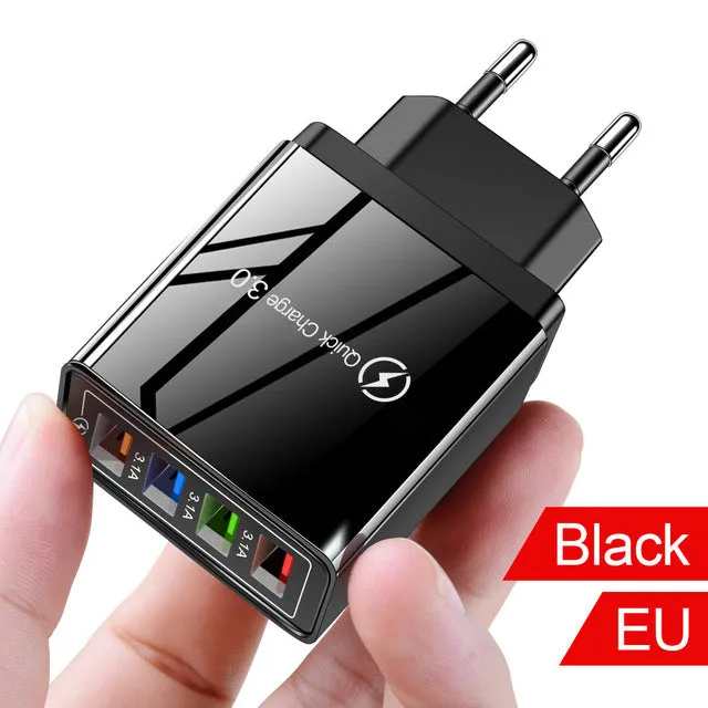 Quick Charger 3.0 USB Charger for Samsung A50 A51 iPhone 7 8 Xiaomi mi9 Tablet QC 3.0 Fast Wall Charger US EU UK Plug Adapter