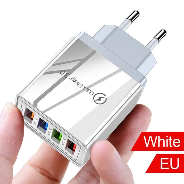 Quick Charger 3.0 USB Charger for Samsung A50 A51 iPhone 7 8 Xiaomi mi9 Tablet QC 3.0 Fast Wall Charger US EU UK Plug Adapter