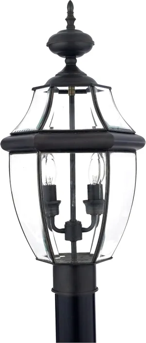 Quoizel Newbury Outdoor Post Lantern, 21 Inch 2-Light Medici Bronze French Country Lamp Post, Outside Pole Light Fixture for Patio, Porch, Fences, Garden, Pool, Entryway or Driveway
