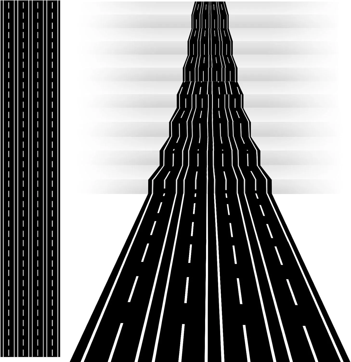 Racetrack Floor Running Mat Black Racing Car Party Decorations Racer Long Racetrack Road Tablecloth Runner Drag for Racing Theme Birthday Games Party (3.28 x 65.6 ft)